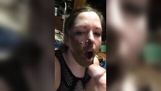 Cute sexy babe eating shit