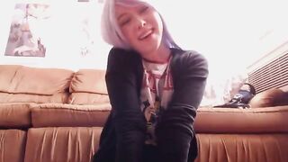 Stunning cute babe masturbates with dildo