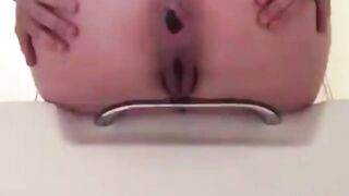 Cute teen babe pooping lovely load