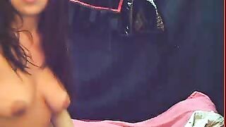 Tasty brunette gal showing her pussy and piss