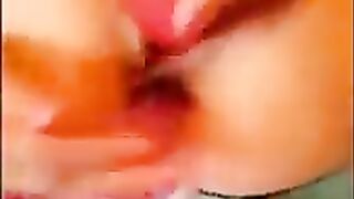 Mature horny lady in stockings masturbates