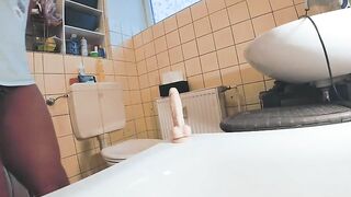 Tasty ass ebony girl rides dildo