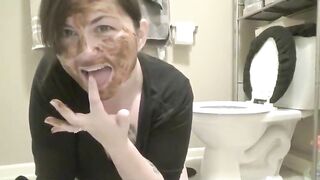 Yummy Russian wife smearing shit on face