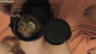 Girl eats shit right out of a toilet bowl