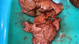 Cheeky cute teen gal masturbates and poop