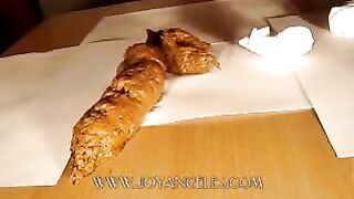 Blue jeans girl drops a big log