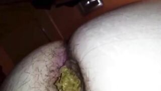 Lovely big thick hairy booty dropping turd
