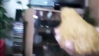 Hot babe shitting big pile on her hand